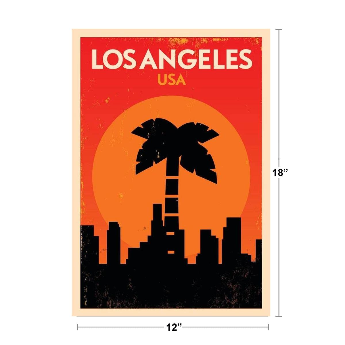 Los Angeles California USA Skyline Palm Tree Retro Travel Cool Wall Decor Art Print Poster 12x18