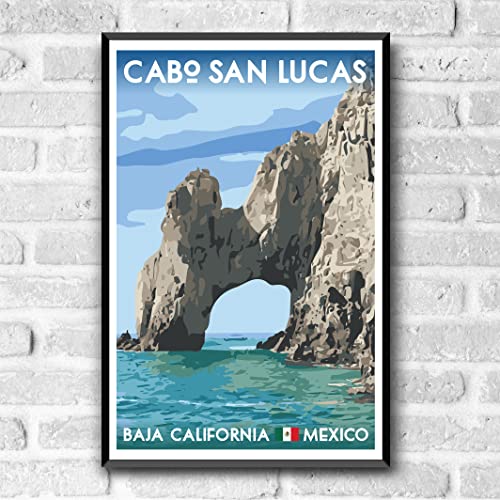 Cabo San Lucas Vintage-Style Travel Poster - 8x10-12x18-18x24-24x36 / 4x6 Postcard WPA Style Baja California Mexico Art Print The Arch Rock (4x6 Inch Postcard)