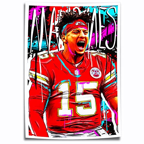 American Football Superstar Patrick Mahomes Poster Print Canvas Wall Art Decor for Boys Room Bedroom Painting Picture for Fans NOUCAN (16x24inch-Unframed,A)