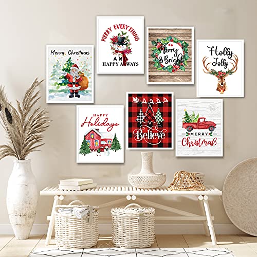 Tevxj 9PCS Holiday Bedroom Decor Prints Posters for Living Room Office Decorations Christmas Signs Paintings (8X10inch Unframed)