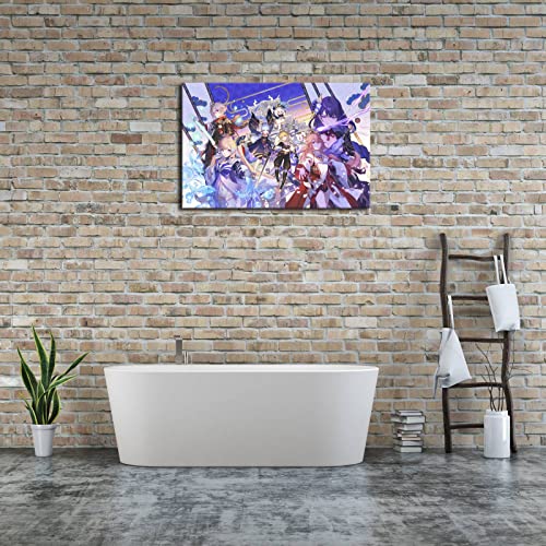 Genshin Impact Raiden Shogun Yae Miko Kaedehara Kazuha Kamisato Ayaka Wall Art Canvas Print Poster,Living Room Bedroom Bathroom Decor EMXEE (12x18 No Framed,A)
