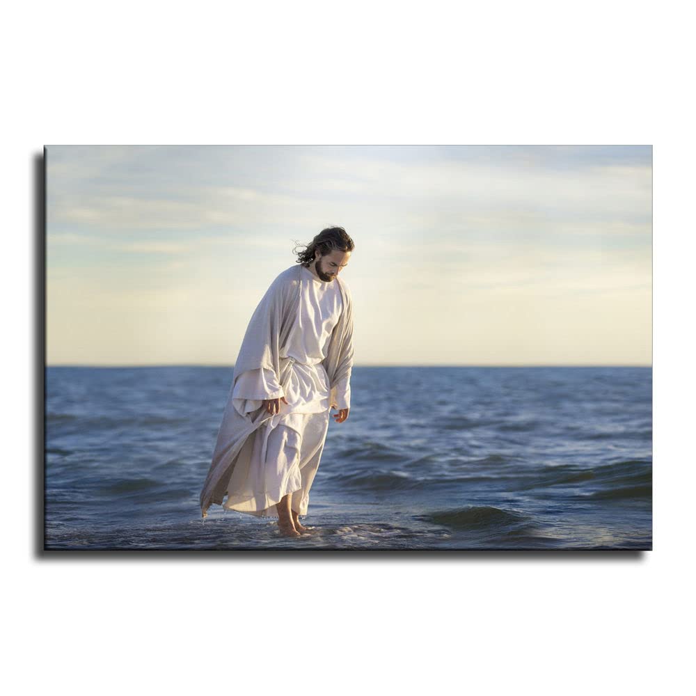 Jesus Christ Walking on Water Poster Picture Canvas Wall Art Print Christianity Jesus Poster Home Room Decor -693 (8x12inch-NoFramed)