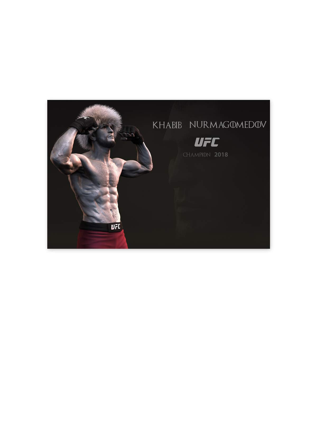 Khabib Nurmagomedov Poster Wall Art for Home Boxer in Papakha Interior Decor Prints 8" x 12"