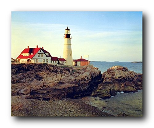 Portland Maine Lighthouse Scenic Landscape Nature Wall Decor Art Print Poster (16x20)