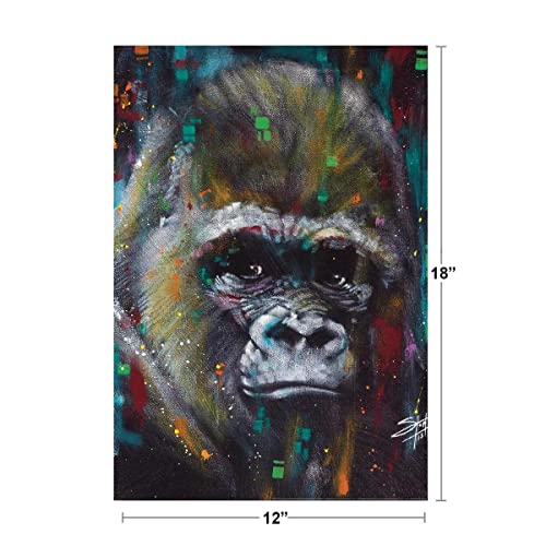 Albert Gorilla Painting by Stephen Fishwick Art Pictures Of Gorillas Poster Primate Poster Gorilla Picture Paintings For Living Room Decor Nature Art Print Cool Wall Decor Art Print Poster 12x18