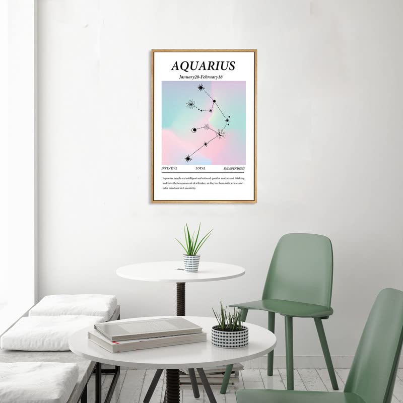 Aquarius Canvas Posters,Astrology Wall Decor Room Aesthetic Canvas Prints,Zodiac Gifts,Twelve Constellations Handmade Prints,Birthday Gift for Best Friend Romantic Gift 8x12inch Unframed