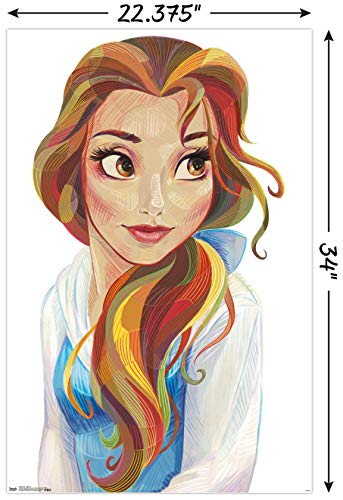 Trends International Disney Beauty And The Beast - Belle - Stylized Wall Poster, 22.375" x 34", Poster & Mount Bundle