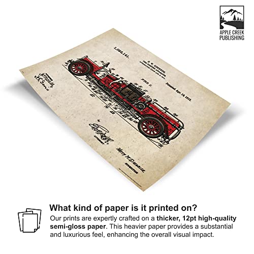 Firefighting Fireman Fire Truck Engine Patent Poster Art Print Helmet Gear Charles Freitag 11X14 Wall Decor Picture