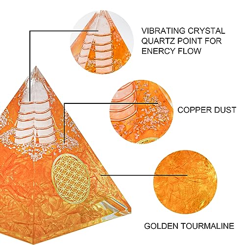 MrMrKura Orgone Pyramid丨Citrine Organite Orgone Pyramids for Success Money Wealth丨Orgone Energy Pyramid丨Healing Crystal Pyramid丨Meditation Yoga丨Handmade in India