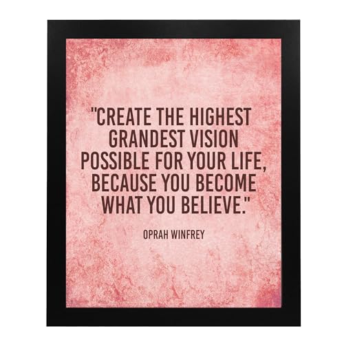 Oprah Winfrey Quotes-"Create Grandest Vision-Become What You Believe" Inspirational Wall Art Print-8 x 10" Modern Poster Print-Ready to Frame. Home-Office-School Decor. Great Gift of Motivation!