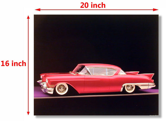 Impact Posters Gallery Vintage Classic Red Car 1957 Cadillac Eldorado Biarritz Wall Decor Art Print Picture Poster (16x20)