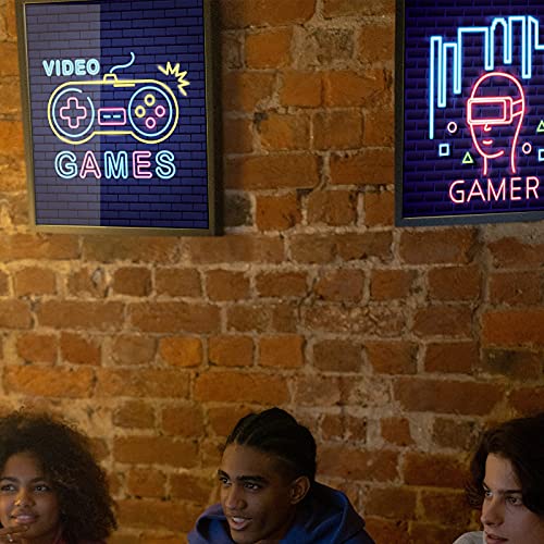 Spakon 6 Pieces Video Game Art Print Colorful Gaming Themed Canvas Wall Art Neon Gaming Posters 8x10 Inch Video Game Wall Art Gaming Artwork for Kids Boy Wall Decor Teens Bedroom Game Room Decor