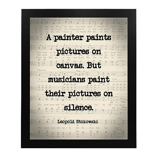 Leopold Stokowski - Musicians Paint Pictures On Silence - Inspirational Quotes Wall Art, Music Sheet Poster Print Perfect Motivational Classroom Decor, Home Decor Office Decor, Unframed- 8x10"