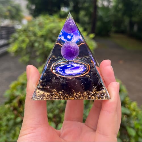 Orgone Pyramid for Positive Energy, Crystals Pyramid & Healing Stones, Protection Crystals Energy Generator for Stress Reduce Healing Meditation Attract Wealth Lucky (Tai Chi)