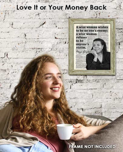 Inspirational Wall Art Poster "A Wise Woman Wishes…", Maya Angelou 8x10 Dictionary, Motivational Wall Art & Positive Affirmations Wall Decor for Bedroom, Teen Girl, Boy & Office Decor for Men, Women