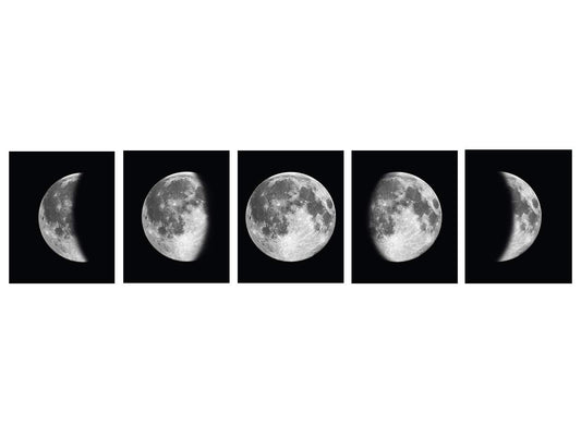 5 Pieces Moon Wall Decor - Black and White Canvas Print Artworks Lunar Moon Wall Art Abstract Prints Poster for Office Dorm Living Room Bedroom Decoration Unframed Paintings Home Decor