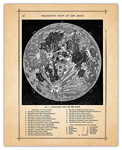 Vintage Full Moon Map Astronomy Wall Art: Unique, Boho & Modern Astrology Home Decor for Living Room, Bedroom and Office - Creative Gift for Zodiac, Space, NASA Poster Fans | Unframed Posters 8x10