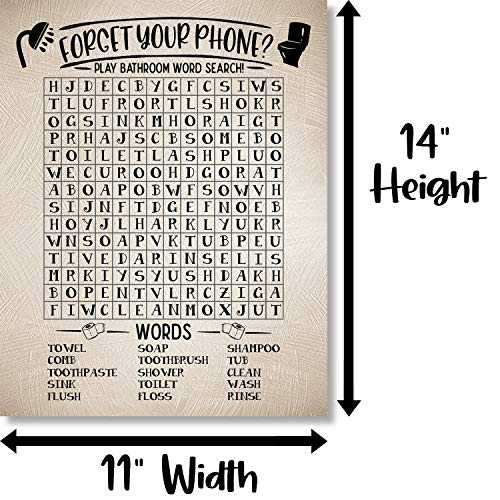 Funny Bathroom Word Search Poster - Unframed 11 x 14 - Restroom Wall Art Decor Print for Home, Apartment, Condo