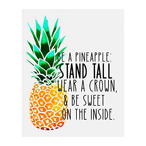 Be a Pineapple-Stand Tall-Wear a Crown Home Decor - Funny Beach Decor Wall Art - Tiki Bar Sign Tropical Wall Art Poster Print - Perfect for Living Room, Office, Church Decor. Unframed - 8 x 10