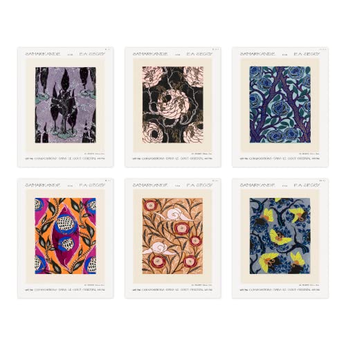 Ink Inc. Vintage Museum Posters Abstract Floral Prints | Gallery Wall Eclectic Boho Décor | Set of 6 8x10 Unframed