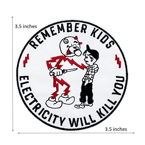 Reddy Kilowatt Remember Kids Electricity Will Kill You Embroidered Iron On Patch