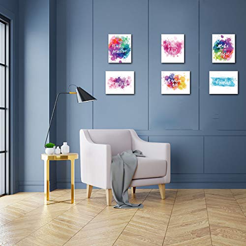 Inspirational Wall Art Quotes Poster- Home Office Giclee Print Kitchen Living Room Decoration Kids Teens Bedroom Decor Motivational Painting Artwork 6 Piece Unframed Canvas Sayings Positive Phrase