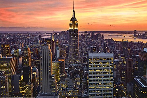 New York City (Empire State Building, Sunset) Art Poster Print 36 x 24in