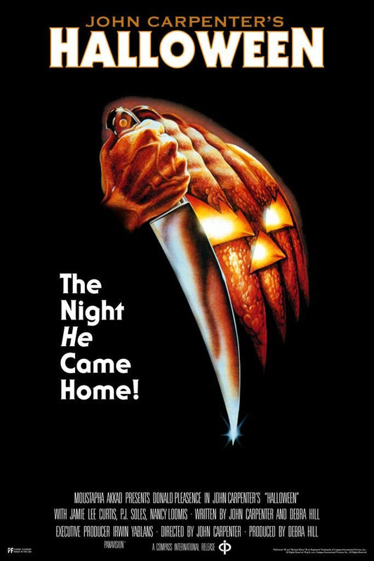 Halloween John Carpenter's Halloween Movie Poster Retro Halloween Decorations Horror Movie Merchandise Wall Art Michael Myers Knife Retro Gothic Movie Theater Thick Paper Sign Print Picture 8x12