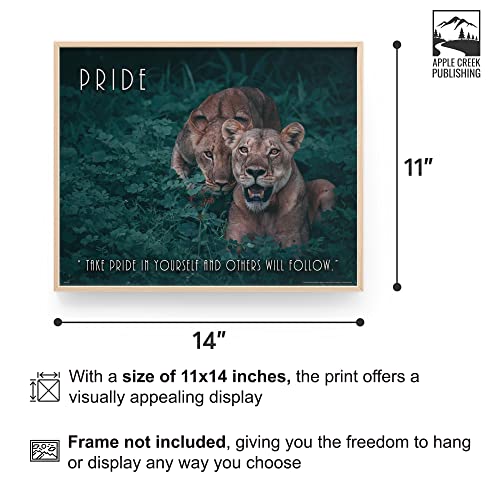 Apple Creek Lions Wildlife Motivational Poster Art Print 11x14 Pride Zoo Cat School Classroom Wall Decor Pictures