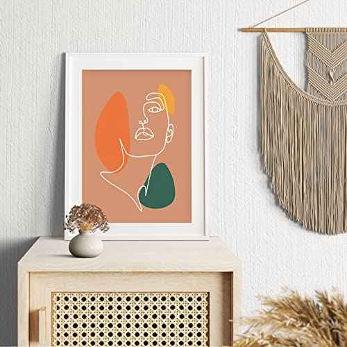 Boho Wall Art Prints, Orange Wall Decor, Minimalist Geometric Boho Wall Decor Posters for Bedroom Living Room Office Bathroom (8"x10"x6pcs, Unframed）