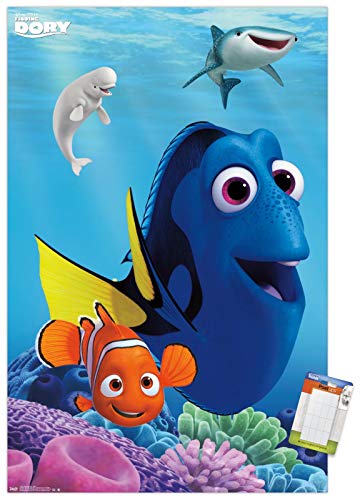 Trends International Disney Pixar Finding Dory - Dory Wall Poster, 22.375" x 34", Poster & Mount Bundle