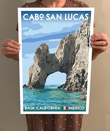 Cabo San Lucas Vintage-Style Travel Poster - 8x10-12x18-18x24-24x36 / 4x6 Postcard WPA Style Baja California Mexico Art Print The Arch Rock (4x6 Inch Postcard)