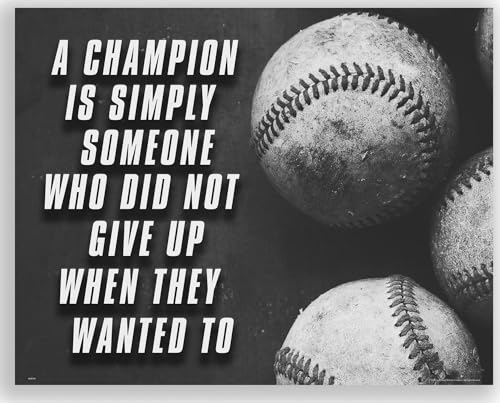 Inspirational Wall Art Co. - Champion - Baseball Talent Gift Bedroom Inspiration Motivational Quotes Posters - Poster Printing - Print for Home Office Decor - 11X14 inches