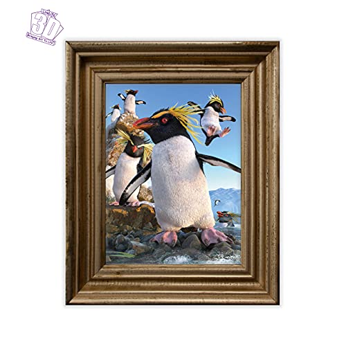 3D LiveLife Lenticular Wall Art Prints - Rockhoppers from Deluxebase. Unframed 3D Penguin Poster. Perfect wall decor. Original artwork licensed from renowned artist, David Penfound