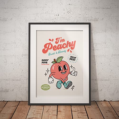 Retro Wall Art I'm Peachy Character Poster 12x16in, Nostalgic Retro Poster, Cool Wall Art, Cute Room Decor