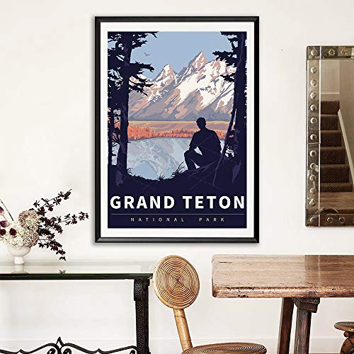 HCHANA Wyoming Grand Teton National Park America Vintage Travel Poster Art Print Painting Home Decoration Gift