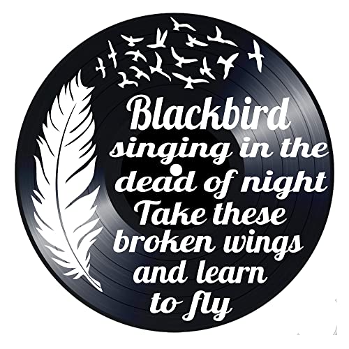 Blackbird Beatles Song Lyric Art on a REAL Vinyl Record - Music Wall Art Decor