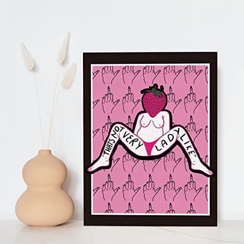 NISTOMISU That's Not Very Ladylike Canvas Prints Wall Decor Modern Feminist Pink Canvas Art Sign Canvas Poster Gifts for Home Bedroom Bathroom Decor 11.5"x15"
