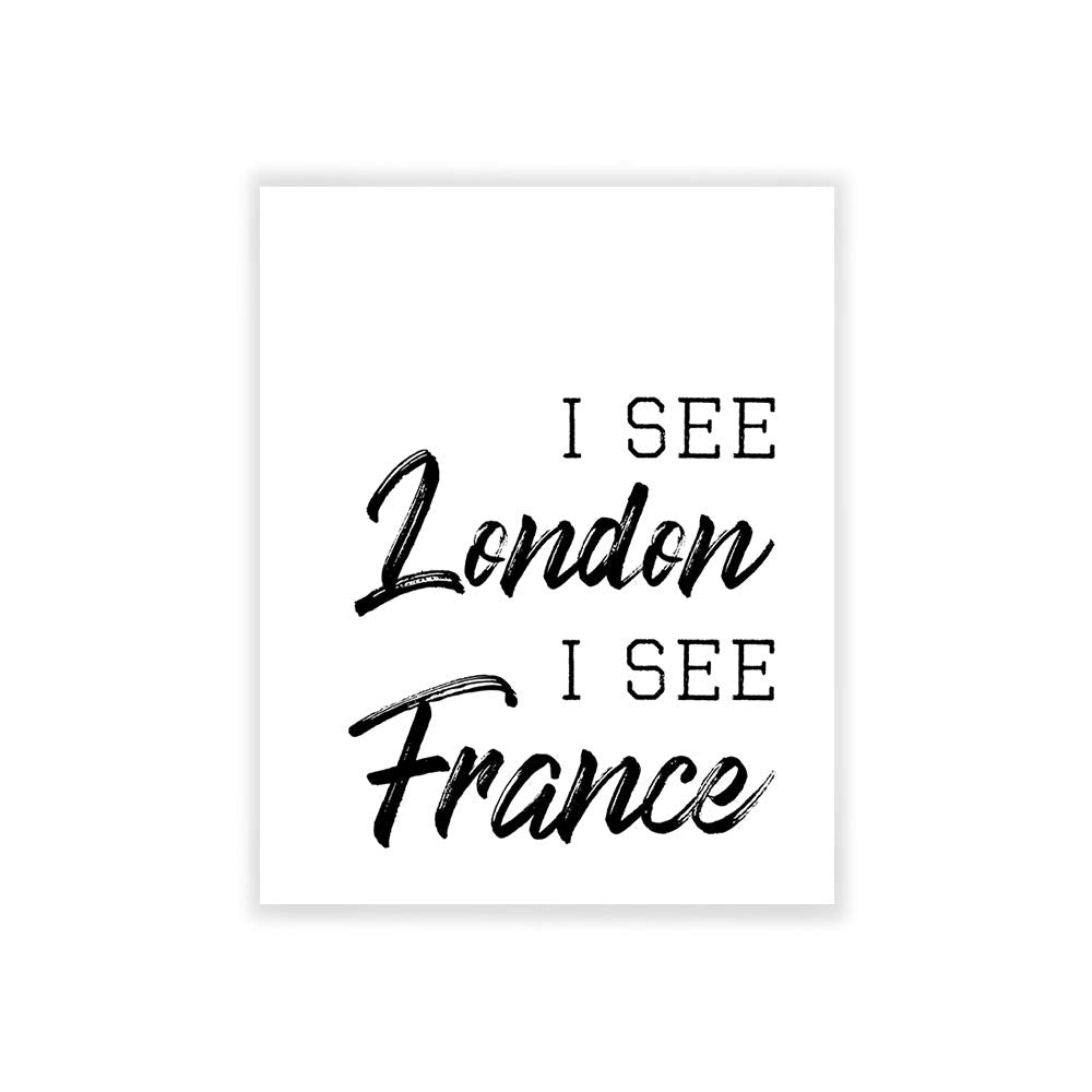 I See London I See France Print, Funny Bathroom Poster, Humor Wall Décor 8x10 Unframed