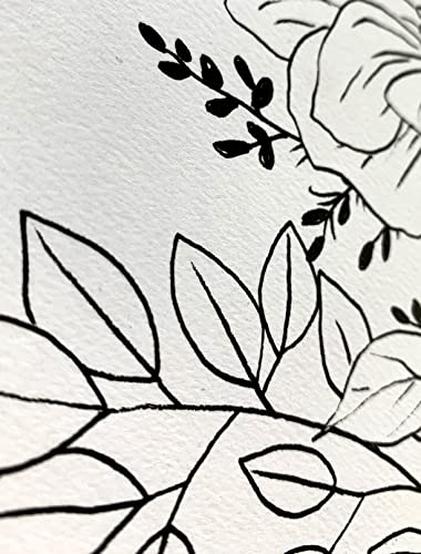 Black and White Flower Poster, Botanical Wall Art Prints UNFRAMED, Aesthetic Poster for Bedroom, Flower Drawing Living Room Posters, Boho Wall Decor