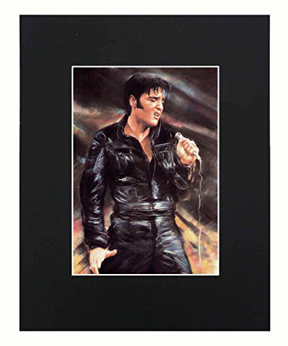 XQArtStudio Elvis Presley Portrait 8x10 Black Matted Art Artworks Print Paintings Printed Picture Photograph Poster Gift Wall Decor Display