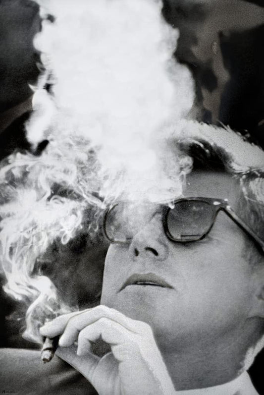 JFK Poster Cigar Smoking Picture John F Kennedy Wall Art Poster Room Home and Office Vintage Aesthetic Cool Wall Paper Retro Black and White Photograph Cool Wall Decor Art Print Poster 12x18