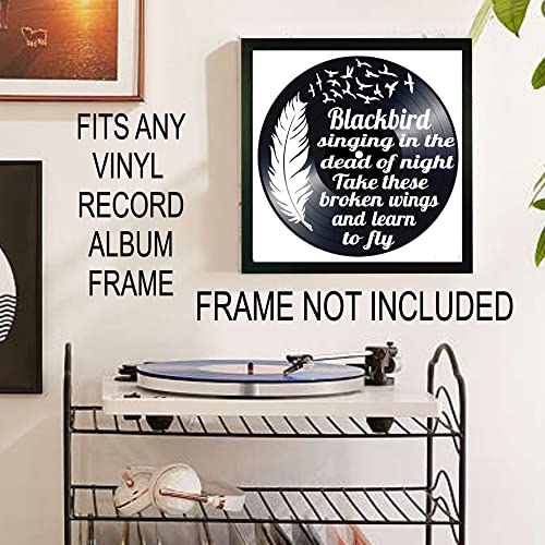 Blackbird Beatles Song Lyric Art on a REAL Vinyl Record - Music Wall Art Decor