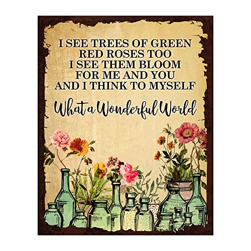 Louis Armstrong - What a Wonderful World - Song Lyric Wall Art Print, This Ready to Frame Jazz Music Wall Art Poster Print is Ideal For Home, Bar, Studio, cave & Music Room Décor, Unframed - 8x10"