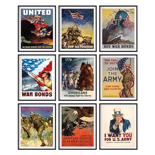 97 Decor Vintage WW2 Poster - WW2 Memorabilia, World War 2 Gifts for Men, Military Recruitment Posters, WWII Propaganda Wall Art Prints, Us Army Axis Pictures WW2 Artwork Decorations (8x10 UNFRAMED)