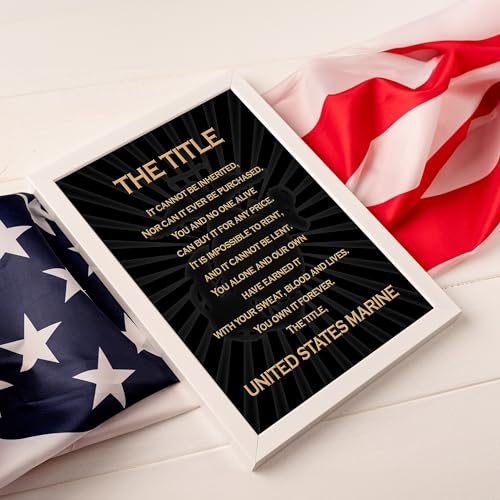 The Title - United States Marine Patriotic US Marine Corps Wall Art Poster, This Military Wall Decor Is An Ideal Wall Art For Marines and Veterans Home and Military -School Decor, Unframed - 8x10”