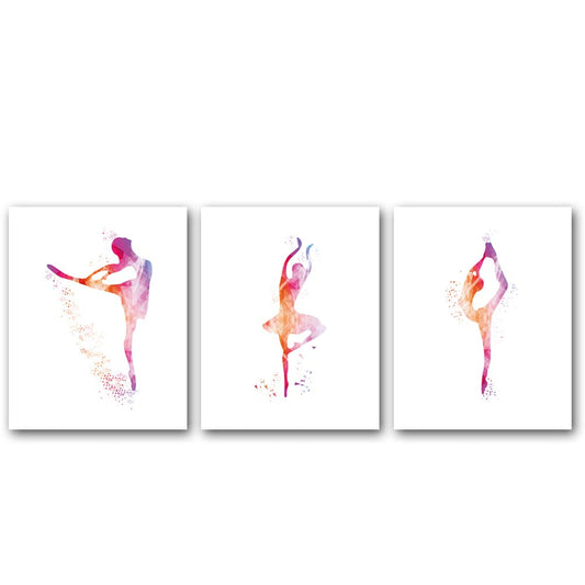 CHDITB Unframed Ballerina Wall Art Print Elegant Ballet Girls Art Painting, Set of 3（8’’x10’’） Canvas Dancer Poster Picture For Beautiful Girls or Women Room Decor