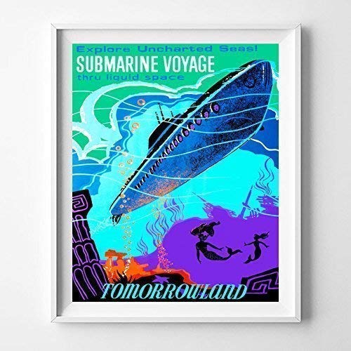 Disneyland Submarine Voyage Tomorrowland Wall Art Poster Home Decor Print Vintage Artwork Reproduction - Unframed