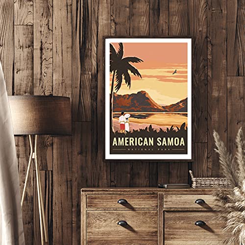 Posters Wall Art Print Decor Painting Gift National Parks of The USA Home Decoration Stickers 12X18 inch (American Samoa National Park)