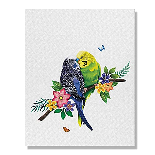 Wayfare Art Budgie Parakeet Lovebird Canvas Prints Artwork Wall Art Poster for Home Office Living Room Decorations 8 x 10 inch (CVASPN-CANVASPN0001-F-A6608)